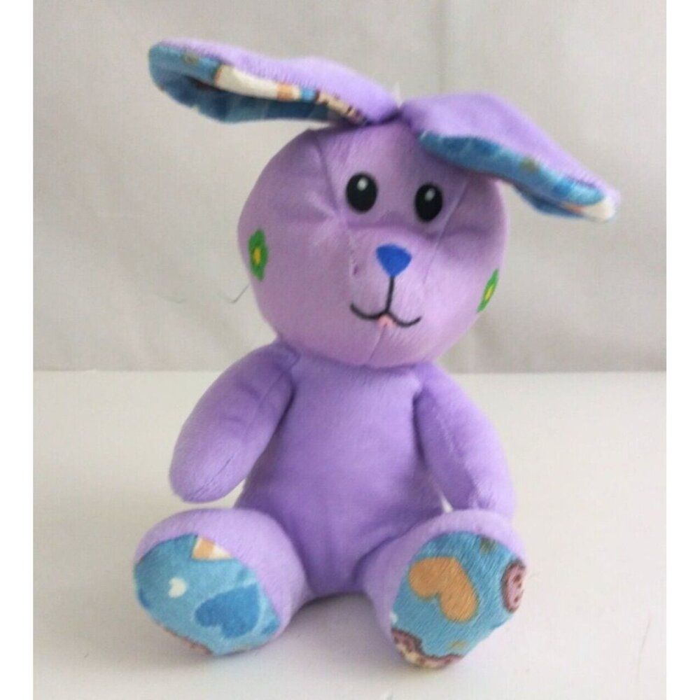 A&A Global Purple Floral Cookie Ear 7" Plush Bunny Rabbit